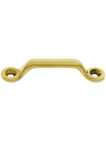Small Solid Brass Utility Pull - 2 7/16 inch Center to Center in Unlacquered Brass.